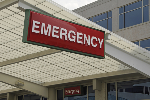 Emergency room sign on a hospital building